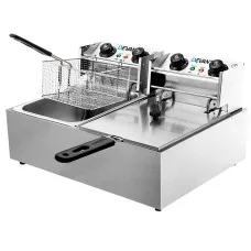 Devanti 20L Electric Commercial Deep Fryer Double Baskets 4400W - Stainless Steel, Quick-Heat, Dual Temp Control