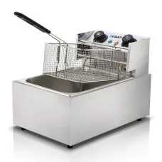 Devanti 10L Commercial Electric Deep Fryer 2200W Single Basket Stainless Steel Tank 6L Oil Capacity Timer