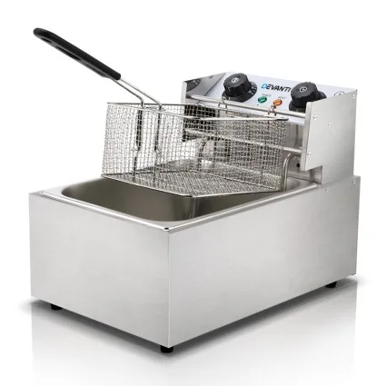 Devanti 10L Commercial Electric Deep Fryer 2200W Single Basket Stainless Steel Tank 6L Oil Capacity Timer
