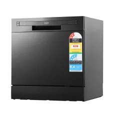 Devanti 8 Place Settings Benchtop Dishwasher Black Stainless Steel Interior 6 Programs LED Display Quiet Operation