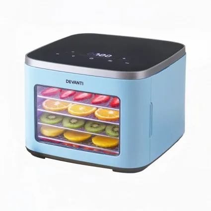 Devanti 5-Tray Mini Food Dehydrator | Stainless Steel | LED Touch Panel | Adjustable Thermostat & Timer | 500W | Compact