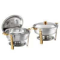 5-Star Chef 5L Chafing Dish Set 2-Pack Food Warmer Catering Server Buffet Stainless Steel Dishwasher Safe