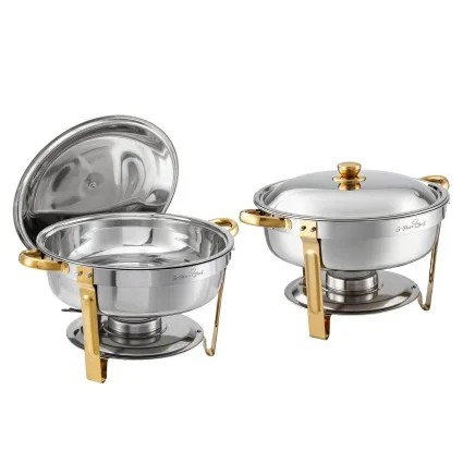 5-Star Chef 5L Chafing Dish Set 2-Pack Food Warmer Catering Server Buffet Stainless Steel Dishwasher Safe