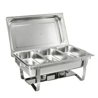 5-Star Chef Chafing Dish 7.5L 3-Pan Buffet Warmer Food Warmer Catering Server Stainless Steel with Foldable Frame
