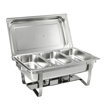5-Star Chef Chafing Dish 7.5L 3-Pan Buffet Warmer Food Warmer Catering Server Stainless Steel with Foldable Frame