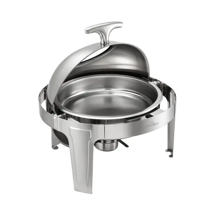 5-Star Chef 9L Chafing Dish Buffet Warmer Catering Server with Clear Window and Roll-Top Lid