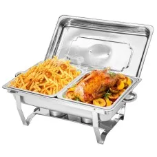 Alston 9L Bain Marie Chafing Dish Set 2x4.5L Premium 410 Stainless Steel Buffet Warmer with Foldable Frame