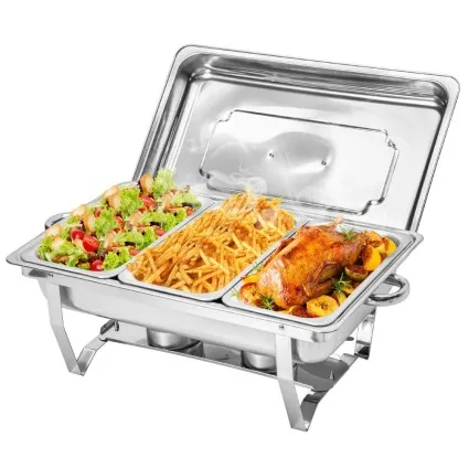 Alston 3LX3 Chafing Dish Set 9L Bain Marie 410 Stainless Steel Buffet Warmer with 3x3L Pans & Fuel Holders