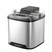 Devanti 2L Ice Cream Maker Silver — 35 Minute Homemade Gelato Sorbet Frozen Yogurt & Drinks Machine 2L