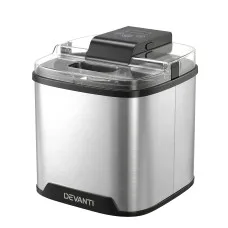 Devanti 2L Ice Cream Maker Silver — 35 Minute Homemade Gelato Sorbet Frozen Yogurt & Drinks Machine 2L