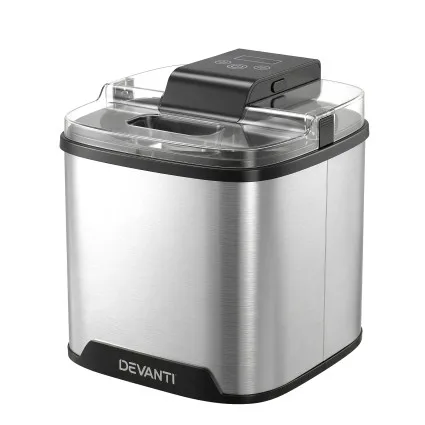 Devanti 2L Ice Cream Maker Silver — 35 Minute Homemade Gelato Sorbet Frozen Yogurt & Drinks Machine 2L