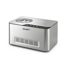 Devanti 2L 2-in-1 Ice Cream and Yogurt Maker with No Pre-Freezing Compressor LCD