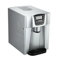 Devanti 2L Portable Ice Cuber Maker and Water Dispenser, Silver, 12kg Daily Output, 2 Ice Sizes, Compact Design