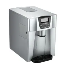 Devanti 2L Portable Ice Cuber Maker and Water Dispenser, Silver, 12kg Daily Output, 2 Ice Sizes, Compact Design