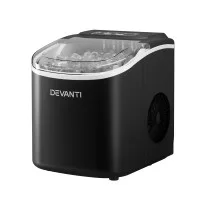 Devanti Portable 12kg Ice Maker Machine, Black – Compact Countertop Design, 9 Cubes in 6-13 Mins, Energy Efficient