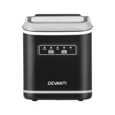 Devanti Portable Ice Maker Machine 12kg Daily Capacity 1.3L Water Tank Self-Cleaning Countertop Black