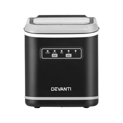 Devanti Portable Ice Maker Machine 12kg Daily Capacity 1.3L Water Tank Self-Cleaning Countertop Black