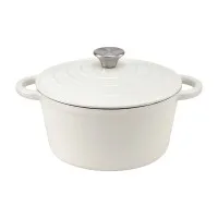 5-Star Chef 3.8L Enamelled Cast Iron Dutch Oven with Lid for Sourdough Baking and All-Stove Use 3.8L White