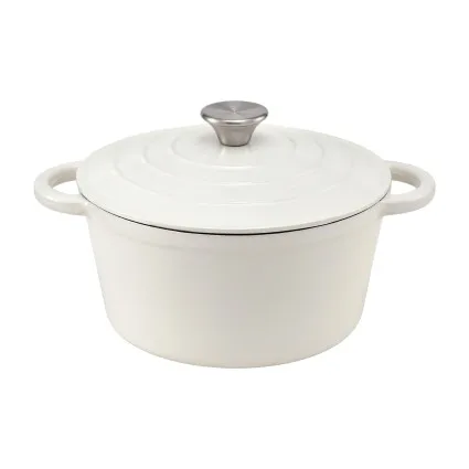 5-Star Chef 3.8L Enamelled Cast Iron Dutch Oven with Lid for Sourdough Baking and All-Stove Use 3.8L White