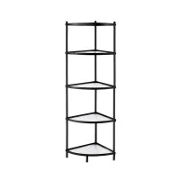Artiss 5-Tier Corner Shelf Rack 90° Metal Frame PP Shelves 48x32x135cm Black Organiser for Kitchen Bathroom