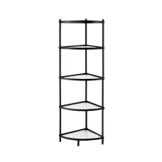 Artiss 5-Tier Corner Shelf Rack 90° Metal Frame PP Shelves 48x32x135cm Black Organiser for Kitchen Bathroom
