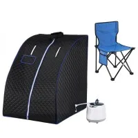 Devanti Portable Steam Sauna Tent 1000W 2L Steamer Pot Personal Home SPA Timer Remote Controlled Up To 54℃