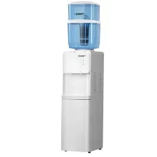 Devanti 22L Water Cooler Dispenser Stand White with 7-Stage Filtration, Dual Taps, Child Lock & Storage Cabinet