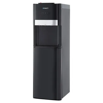 Devanti 3 Tap Bottom Loading Water Cooler Dispenser Chiller Hot Cold Normal Stainless Steel Black 3 Temperatures