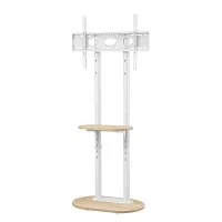 Artiss Mobile TV Floor Stand for 40–75-inch TVs with Adjustable Shelves Cable Management and Wheels White