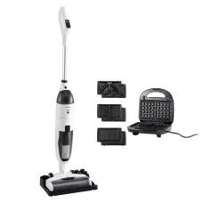 Devanti Cordless Wet Dry Vacuum Mop and 3‑in‑1 850W Sandwich Waffle Maker Home Bundle Packed for Families
