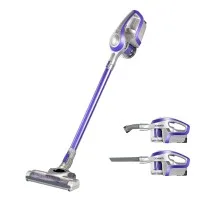 Devanti 150W Cordless Stick Vacuum Cleaner - Bagless, 160° Swivel, HEPA Filter, 25min Run Time, Purple, Grey