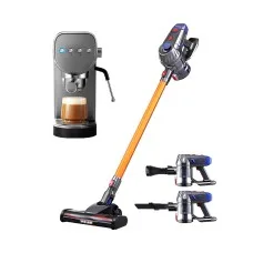 Devanti K7 Cordless Stick Vacuum Cleaner and 20 Bar Espresso Coffee Maker Machine Home Duo