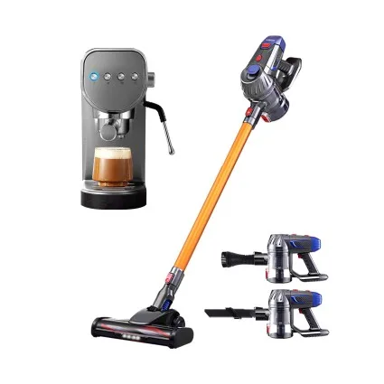 Devanti K7 Cordless Stick Vacuum Cleaner and 20 Bar Espresso Coffee Maker Machine Home Duo