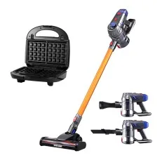 Devanti K7 Cordless Stick Vacuum 10kPa HEPA Filter and 3‑in‑1 850W Sandwich Maker Bundle for Home Use
