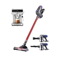 Devanti K7 Cordless Stick Vacuum Cleaner and 20 Bar Espresso Coffee Machine Duo with HEPA Filter