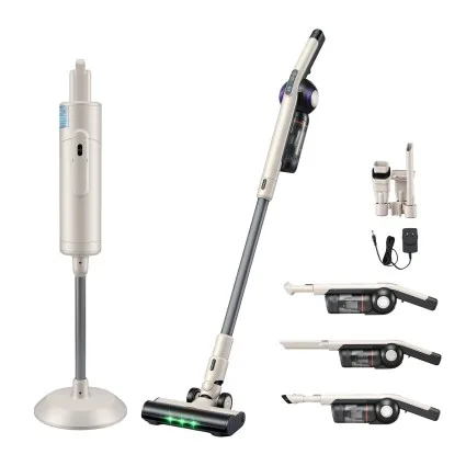 Devanti Cordless Vacuum Cleaner with Auto-Empty Dust Station 18kPa Powerful Suction 40min Runtime Oat