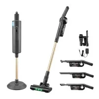 Devanti Cordless Vacuum Cleaner with Auto‑Empty Station 18kPa 40min Lightweight LED Head Grey 1.05kg