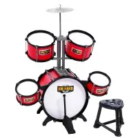 Keezi 7-Piece Kids Drum Set - PVC Finish, Red, 3+ Years, Includes Bass, Toms, Cymbal, Drumsticks, Stool - EN71 Certified Keezi 7-Piece Kids Drum Set - PVC Finish, Red, 3+ Years, Includes Bass, Toms, Cymbal, Drumsticks, Stool - EN71 Certified