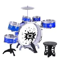 Keezi 11-Piece Kids Drum Set in Blue - Non-Toxic, EN71 Certified, Easy Assembly, Ages 3+, Includes Seat & Drum Sticks Keezi 11-Piece Kids Drum Set in Blue - Non-Toxic, EN71 Certified, Easy Assembly, Ages 3+, Includes Seat & Drum Sticks