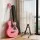 Alpha 38 Inch Acoustic Guitar Steel String Full Size Pink with Stand Carry Bag and Accessories