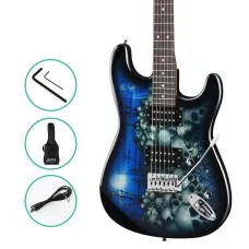 Alpha 41 Inch Electric Guitar, Poplar Body, Maple Neck, Rosewood Fretboard, Black, Humbucker Pickup, Tremolo Bridge