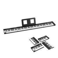 Alpha 88 Key Foldable Electronic Piano Digital Keyboard with Bluetooth MIDI and Rechargeable Battery Black
