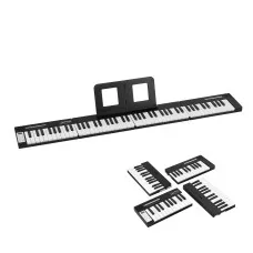 Alpha 88 Key Foldable Electronic Piano Digital Keyboard with Bluetooth MIDI and Rechargeable Battery Black