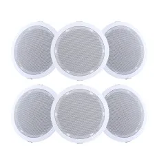 Giantz 6 Inch Ceiling Speakers 6 Pack, 80W In-Wall Home Audio, ABS Enclosure, Easy Install, Space-Saving Design