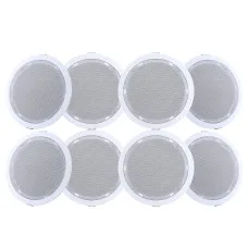 Giantz 6 Inch In Ceiling Speakers 8 Pack, 80W Home Audio Stereo, ABS Enclosure, Easy Install, White, Surround Sound