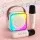 Alpha Mini Portable Karaoke Machine with 2 Rechargeable Wireless Dynamic Microphones Bluetooth 5.4 Beige LED Lights