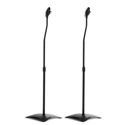Alpha Speaker Stand Set, Steel, Adjustable 75-112cm, Black, Surround Sound, Studio & Home, Concealed Cable Management