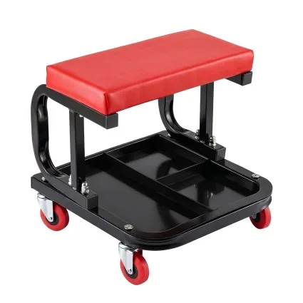 Giantz Rolling Creeper Seat Mechanic Stool with 36x36cm Tool Tray Heavy Duty Steel C-Frame 130kg Capacity