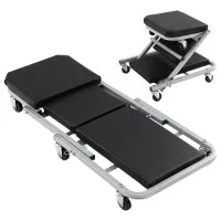 Giantz Garage Creeper 2-in-1 Mechanic Stool Rolling Z Creeper with Six 360° Casters and 4 cm Cushion