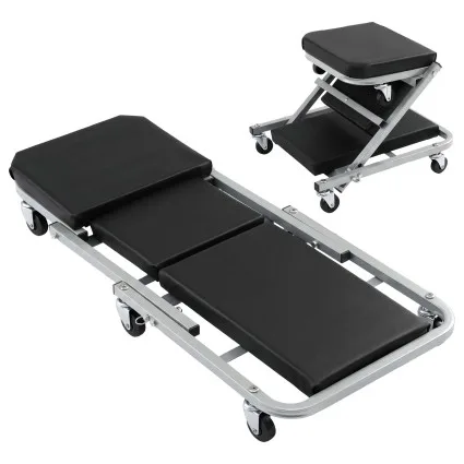 Giantz Garage Creeper 2-in-1 Mechanic Stool Rolling Z Creeper with Six 360° Casters and 4 cm Cushion